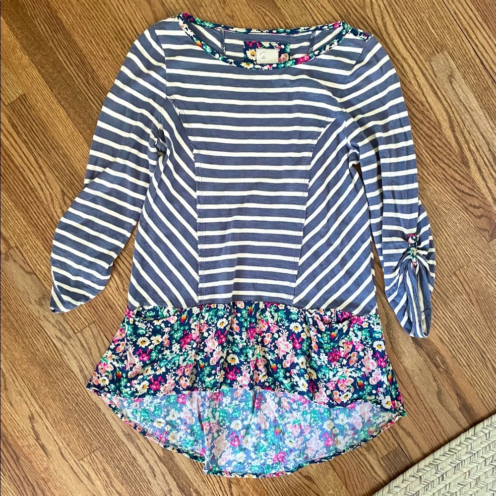 Anthropologie Stripe and Floral Top Size XS